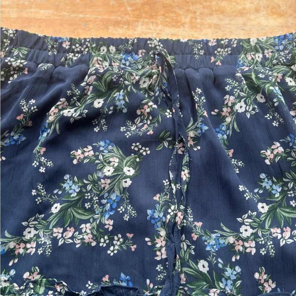 Mi Ami Floral Mini Skirt - Blue and Green Floral